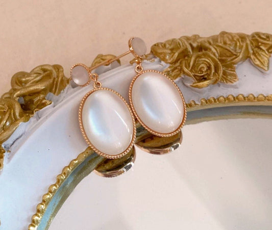 antique victorian earrings white opal 14k gold earrings