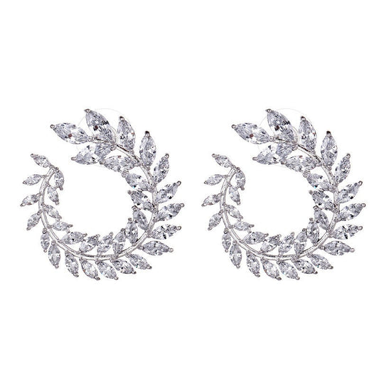 floral wreath fake diamond earrings that look real 