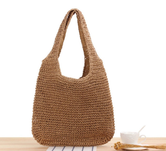 brown straw beach tote