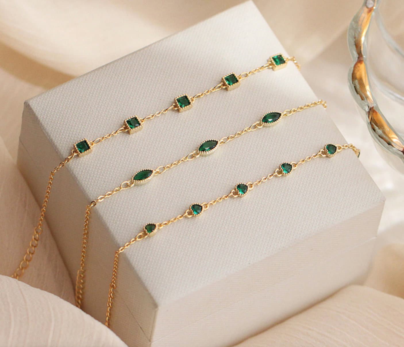 emerald bracelet set hypoallergenic jewelry