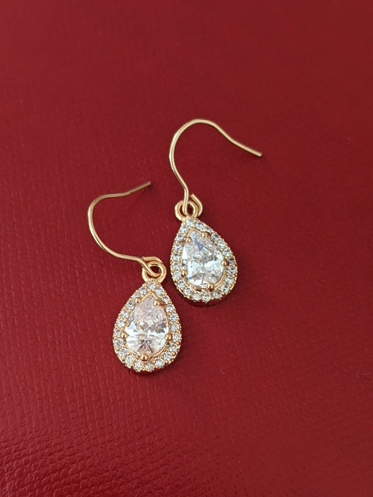 oval gem jewels cubic zirconia Earrings gold vermeil