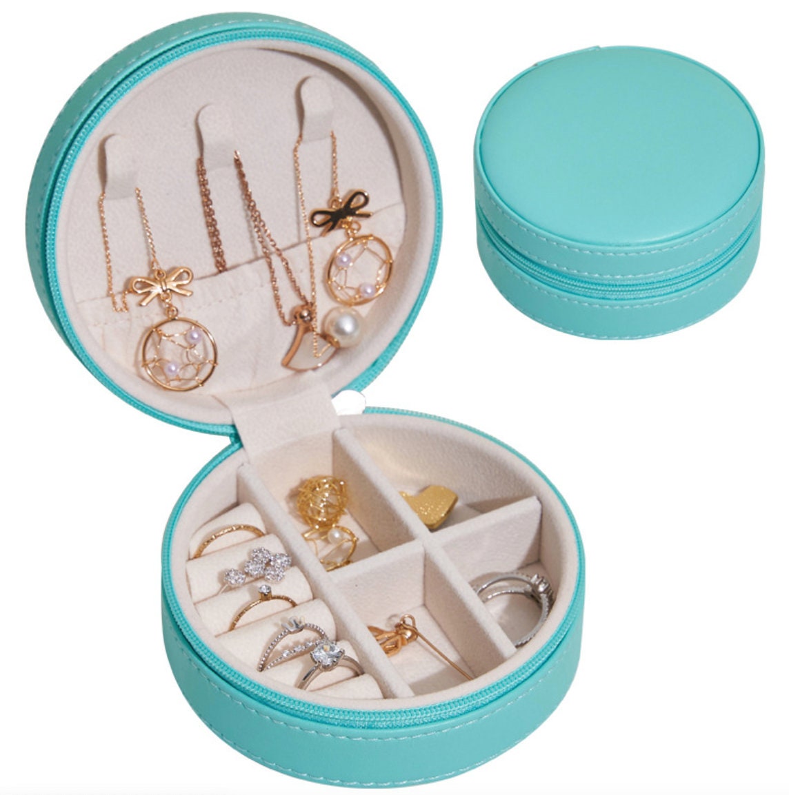 minimalist jewelry box interior in Tiffany Blue Teal color