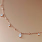 White clear cubic zircon gems jewels in rose gold chain hypoallergenic jewelry