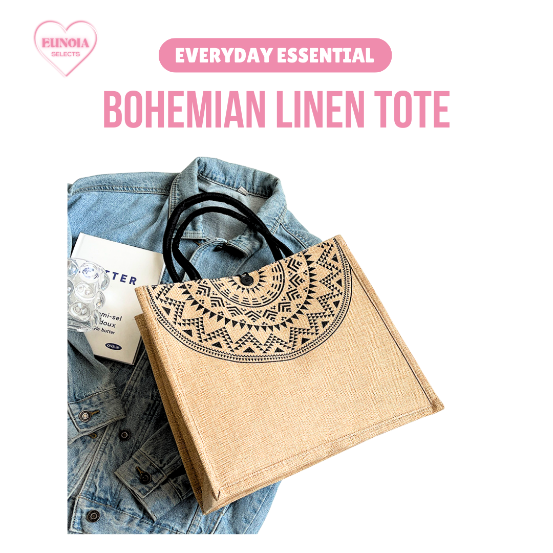 MIA Bohemian Linen Tote Bag - Large Capacity Chic Purse for EverydayTote Bags_Half Arch__Fashion Bags_Stylish Travel