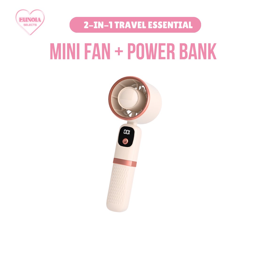 AirV 2 - IN - 1 Portable Mini Fan + Power Bank for TravelPower Banks_Pink__comfort travel_Phone Accessories