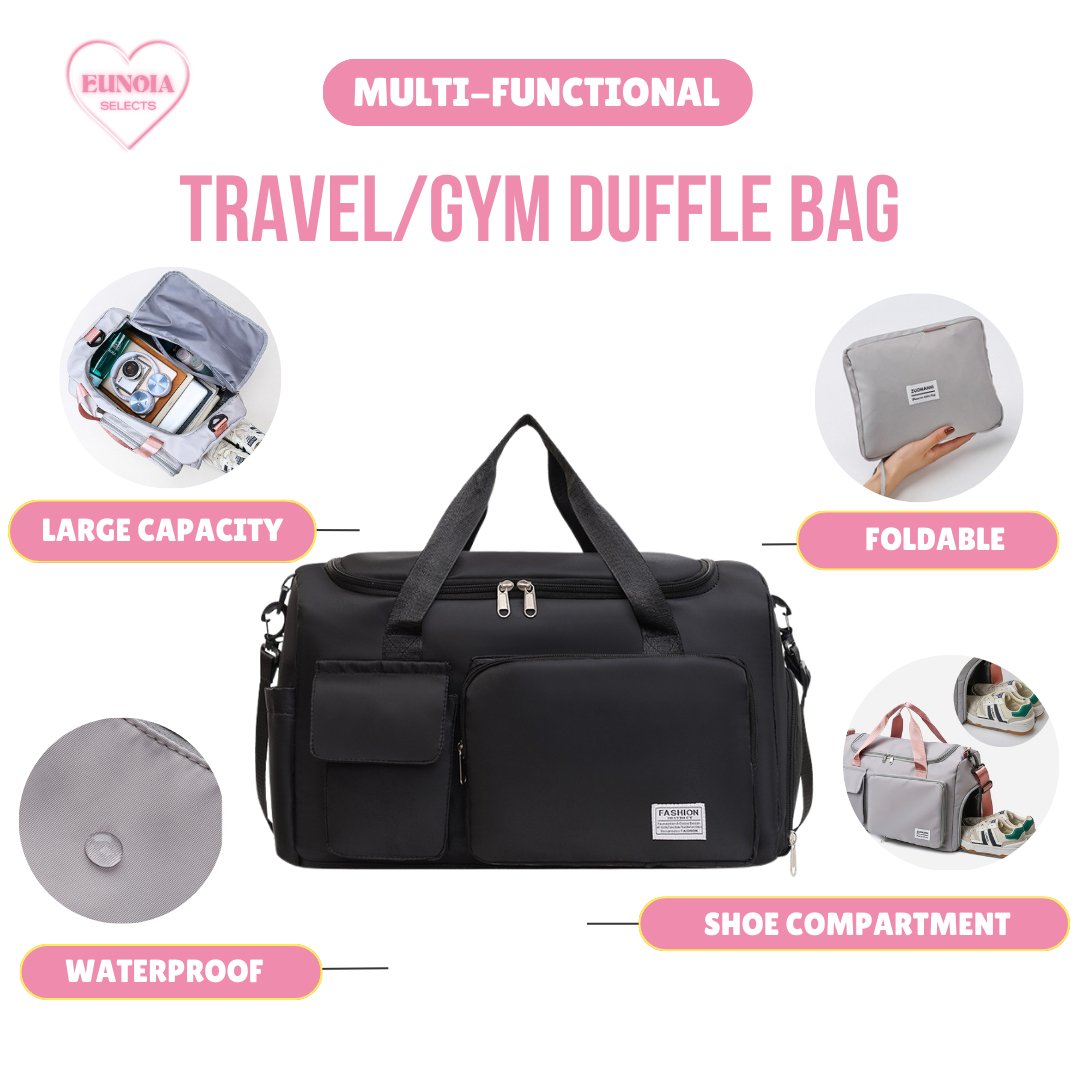 AVA Best Duffel Bag for International/ Overnight Travel & Gym - Waterproof, LightweightTravel Duffle Bags_Black__gym bags_Stylish Travel