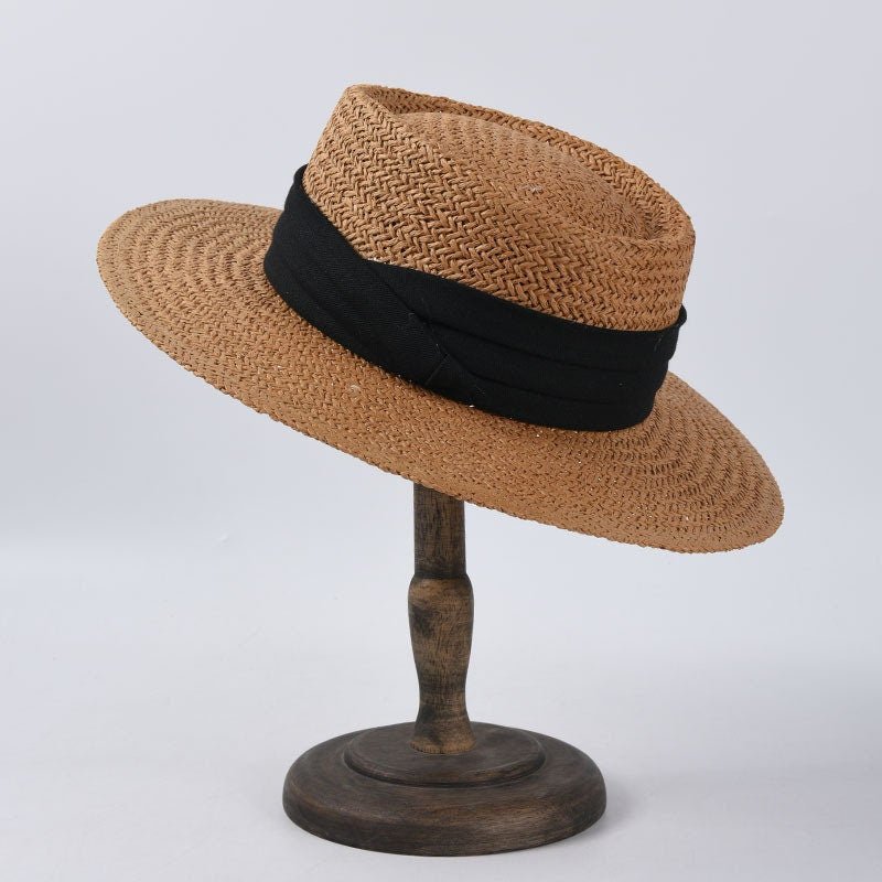 Summer Hat, Adjustable Size w. White or Black Band | Summer CollectionSummer Sun Hat_Black__bali_straw_sun_hat__bali_style_hat