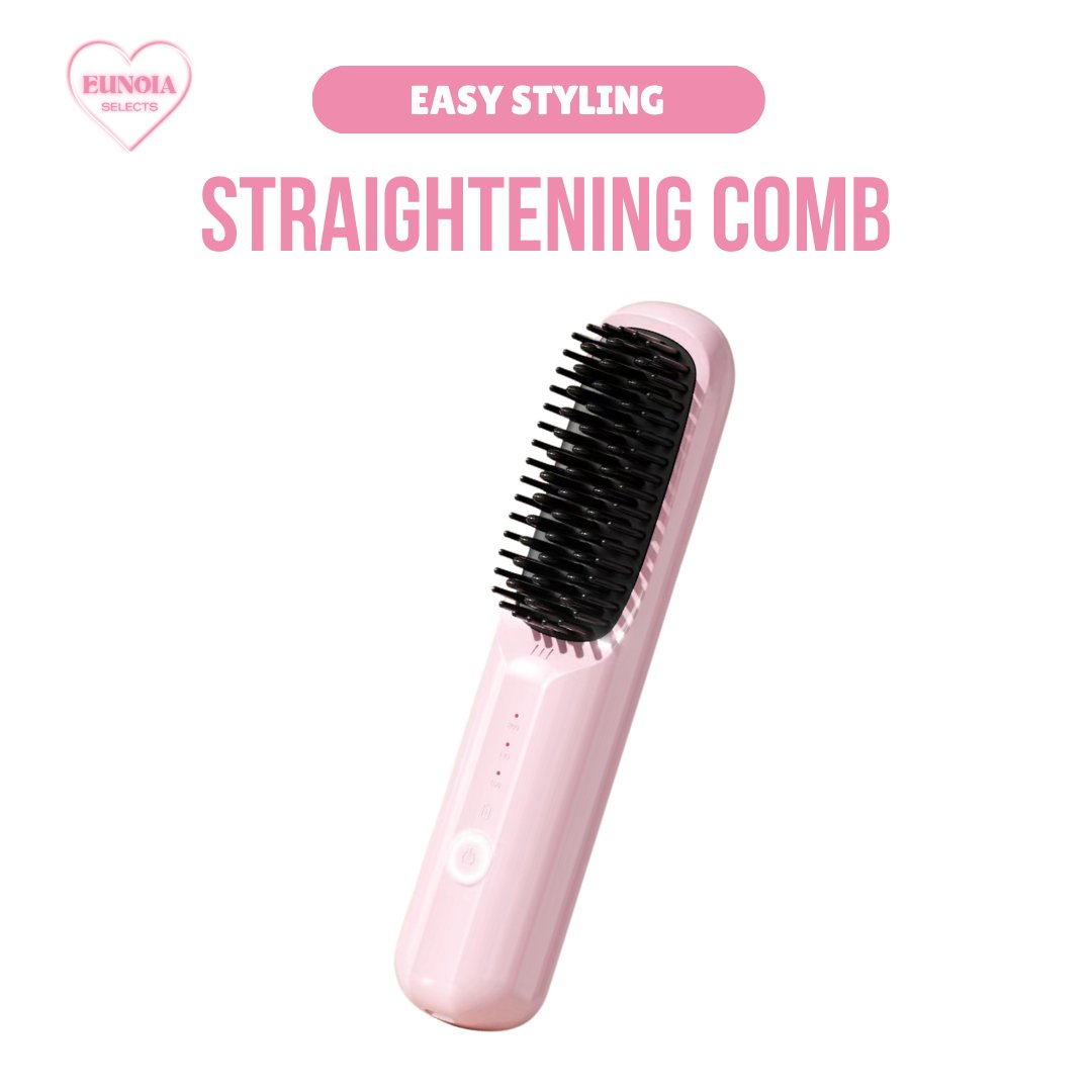 COCO Ceramic Straightening Comb - Cordless Charging Straighter/ CurlerHair Styling Tools_Pink__hair products_Stylish Travel