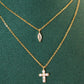 Cross Pendant Necklace + S925 Silver Gold Plated Layering ChainNecklaces_Silver_White_baptism_religious_baptize_christianity