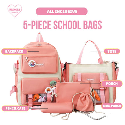 Cute Bunny Best Elementary Backpack - 5 Piece Preschool Bookbag SetBackpacks_Pink__Backpacks_