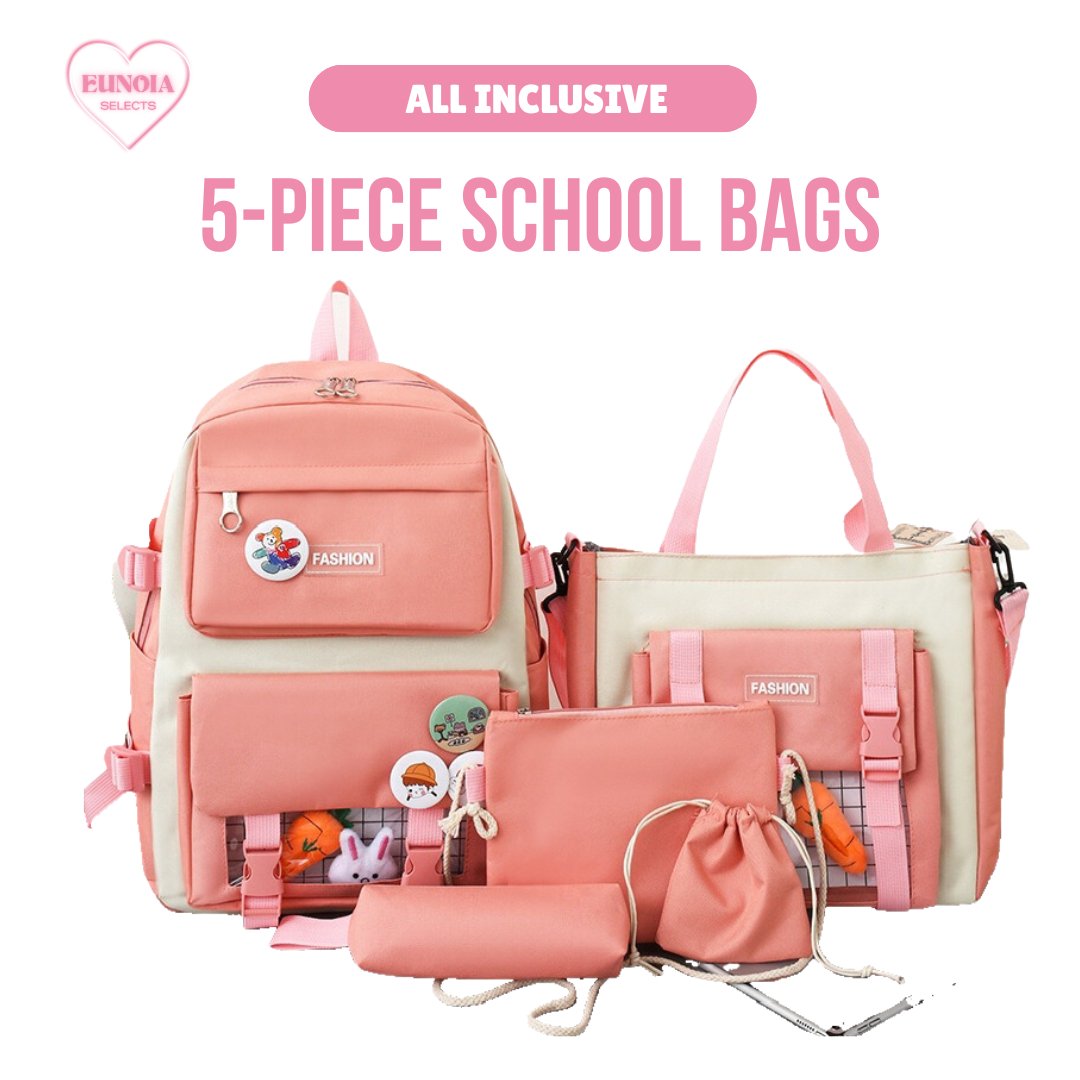 Cute Bunny Best Elementary Backpack - 5 Piece Preschool Bookbag SetBackpacks_Pink__Backpacks_