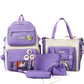 Cute Bunny Best Elementary Backpack - 5 Piece Preschool Bookbag SetBackpacks_Purple__Backpacks_