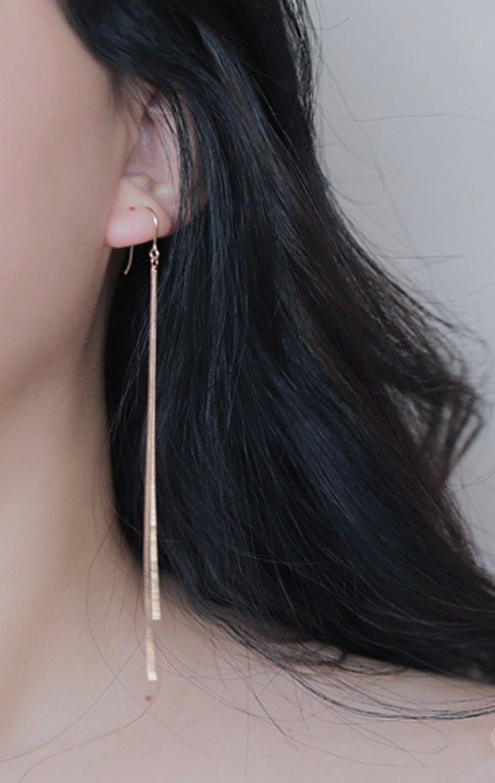 Dangling 14k Gold Fill Earrings w. Long String Tassel | Minimalist ChicEarrings_11 cm_Gold_14k Gold_classy_earrings