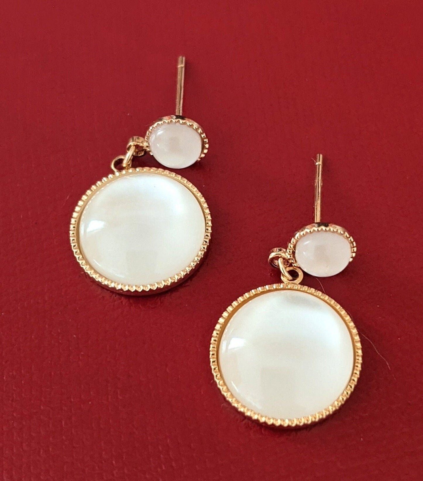 Eleanor 14K Gold White Opal Earrings, Victorian Design | Minimalist ChicEarrings_Round_Gold_14k Gold_antique_accessory