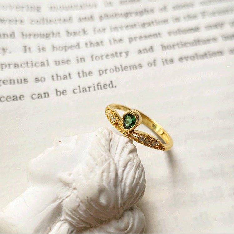 Emerald Pendant Ring, Gold Plated S925 Silver | Vintage InspiredRings_Gold_Emerald Green_emerald_green_emerald_green_ring