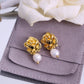 Frances 18k Gold Plated Rose & Pearl Baroque Statement Earrings | Vintage InspiredEarrings_Gold_Pearl White_18k Gold_back_to_school