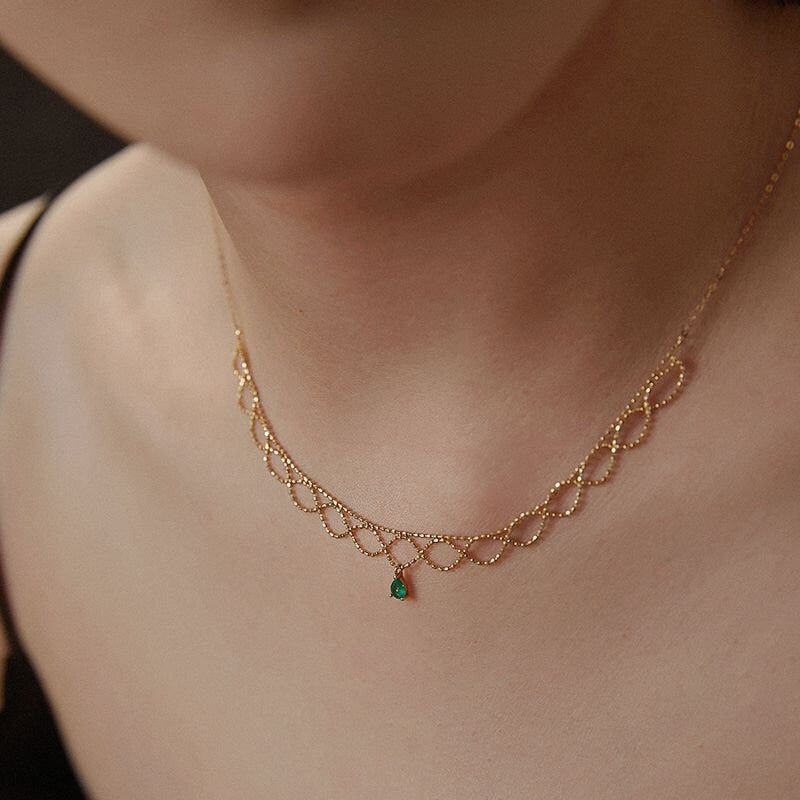 Grace S925 Silver Victorian Emerald Gold Chocker Necklace | Vintage InspiredNecklaces_Gold_Emerald Green_christmas_date night
