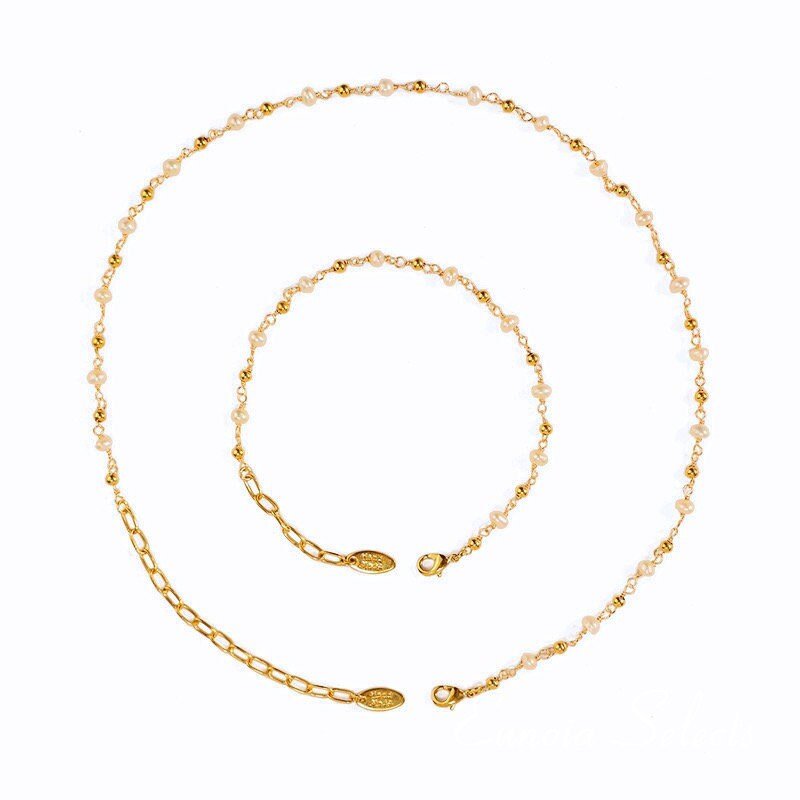 Harper Floating Pearls Chocker, Gold Chain Vintage Beads Necklace | Minimalist ChicNecklaces_Necklace & Bracelet_Gold_aesthetic_necklace_audrey_hepburn