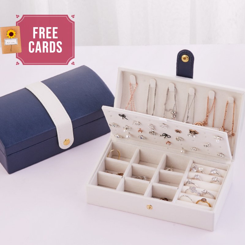 Jewelry Organizer PU Leather Case for Travel and Daily Storage | The Beauty InsideJewelry Organizers_Navy Blue__accessory_case_bridesmaid_proposal