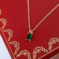 Kiara Dainty 14k Gold Necklace w. Emerald Pendant Green Gemstone | Vintage InspiredNecklaces_Gold_Emerald Green_14k Gold_antique_necklace