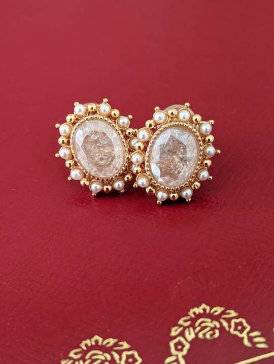 Vintage purchases Gold Plated Pearl Earrings