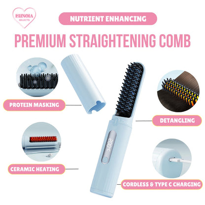 LULU Premium Straightening Comb - Hair Care Enhancing & Hair DetanglingHair Styling Tools_Blue__hair products_Stylish Travel