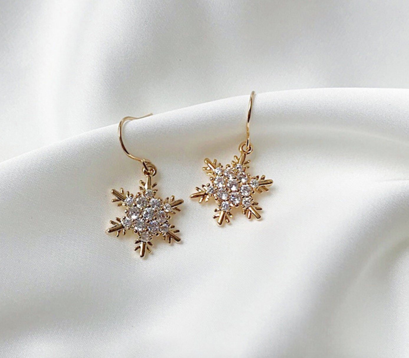 Snow Flakes 14K Gold fashion Filled with Cubic Zirconia