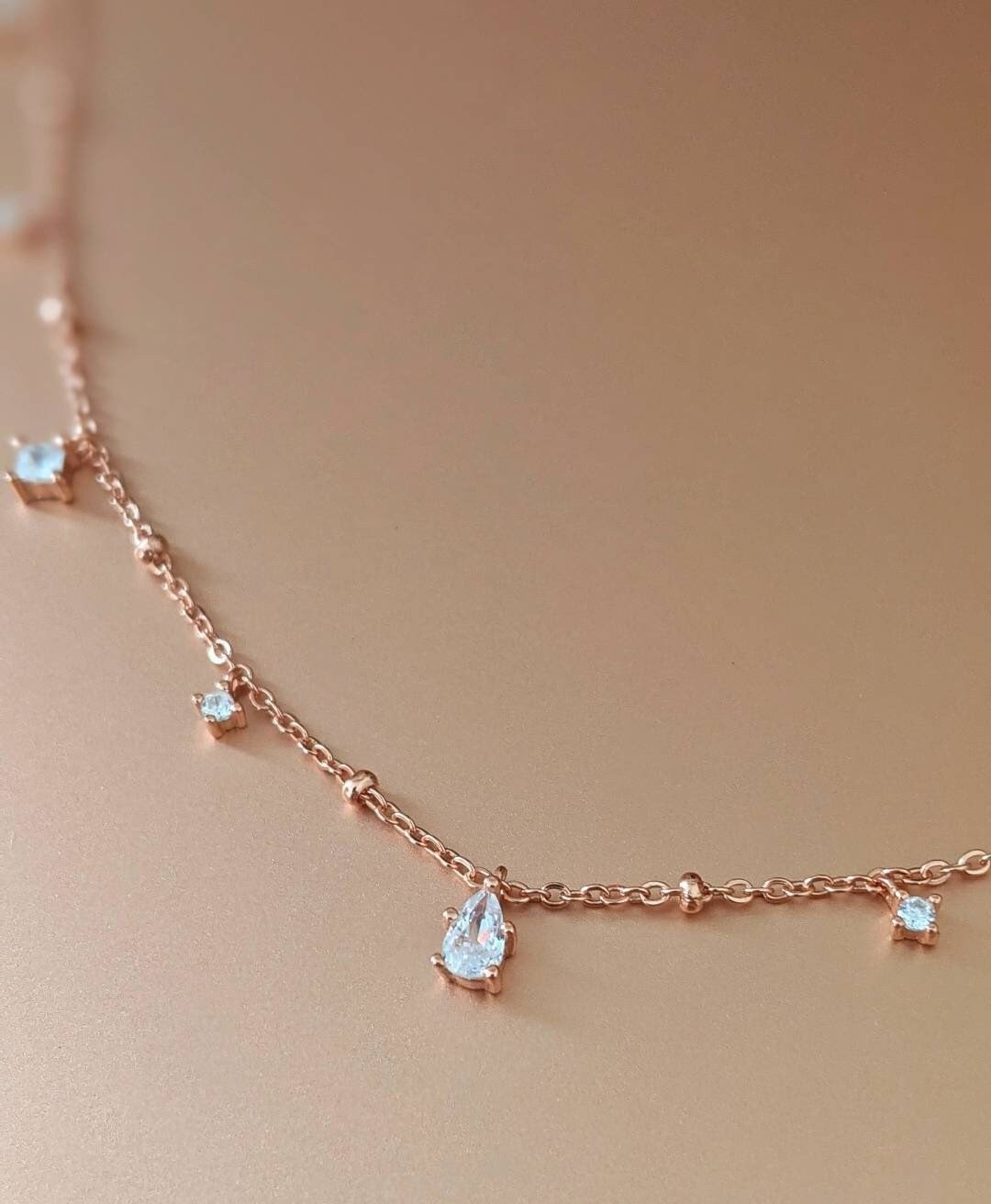 Mera S925 Silver Emerald Pendant Necklace, Dainty Dangle Green Charms✨ | Vintage InspiredNecklaces_Rose Gold_White_antique_necklace_birthday_gift_women