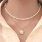 Priscilla 18K Gold Vermeil Pearl Chain & Charming Medallion Necklace | Classy ModernNecklaces_Floral Pendant Only_Gold_18k Gold_Antique_necklace