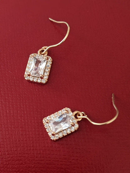 Scarlett 14K Gold Plated Earrings w. White Cubic Zirconia Gems Jewels | Vintage InspiredEarrings_Gold_White_14k Gold_antique_accessory