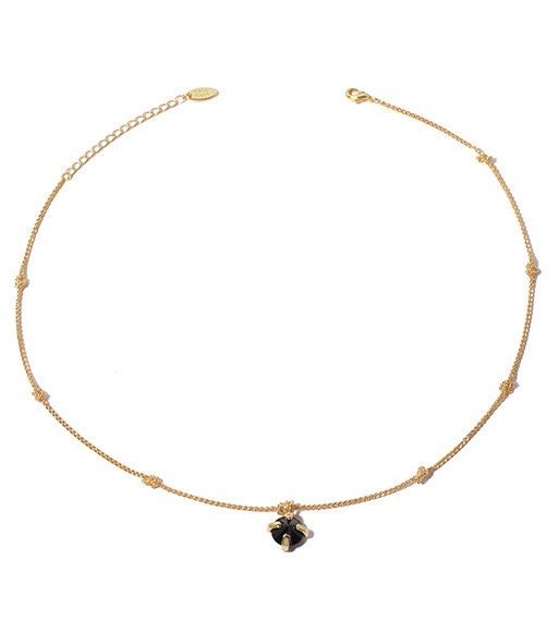 Serenity 18K Gold Vermeil Necklace w. Black or Clear Gem Pendant | Minimalist ChicNecklaces_Gold_Black_18k Gold_birthday_gift_women