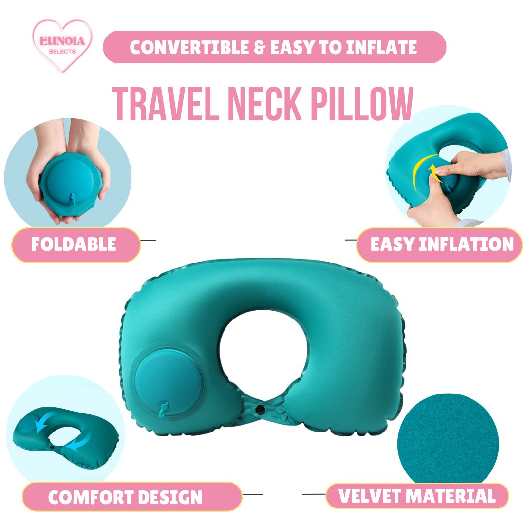 Softi Travel Neck Pillow - Foldable & Portable, Easy Inflatable with Air PumpTravel Neck Pillows_Green__comfort travel_TRAVEL GEARS