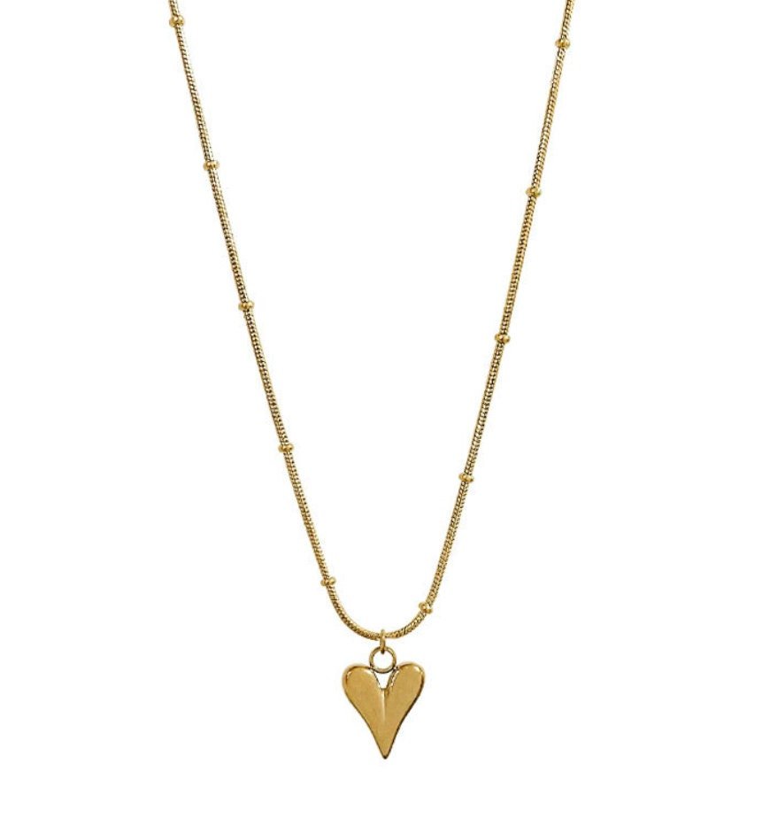 Tatiana Gold Heart Pendant Necklace, Minimalist Titanium Medallion CharmNecklaces_Gold__birthday_girl_women_chic_fashionista_