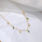 Tessa Emerald Green Necklace Dainty Dangle Charms + 18K Gold Chain | May BirthStoneNecklaces_Gold_Emerald Green_birthday_gift_women_charm_necklace