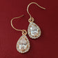 Victoria 14K Gold Plated Oval White Sparkly Gems | Vintage InspiredEarrings_Silver_White_14k Gold_antique_accessory