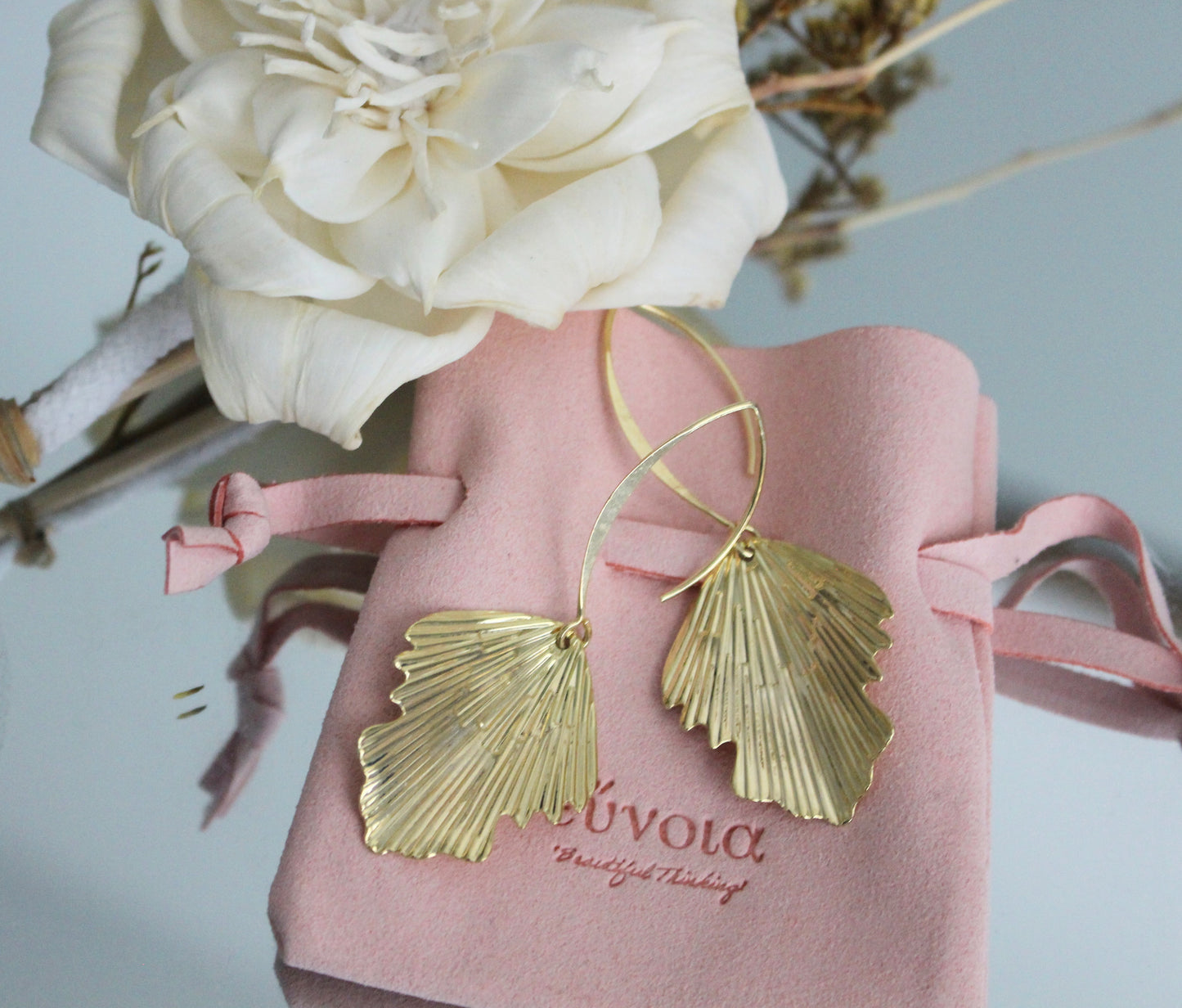 'Gisele' 18k Gold Plated Oversized Leaf Dangle Earrings | Minimalist Chic