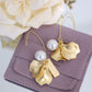 gold pearl earrings drop vintage jewellery