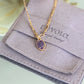 purple crystal pendant gold vermeil link chain necklace