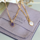 purple and white pendant cubic zirconia necklace gold