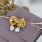 Frances 18k Gold Plated Rose & Pearl Baroque Statement Earrings | Vintage InspiredEarrings_Gold_Pearl White_18k Gold_back_to_school