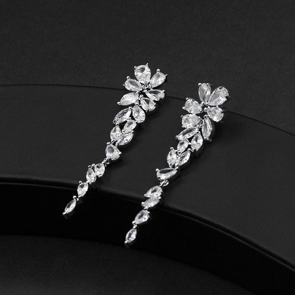 high quality cubic zirconia earrings for wedding and prom