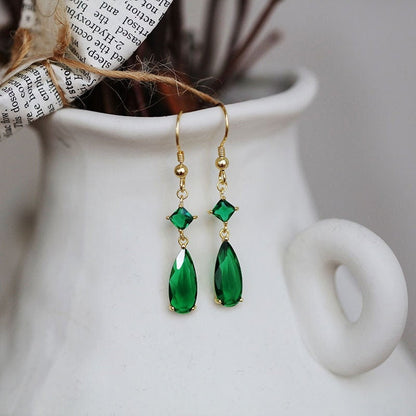 green earrings dangle antique design