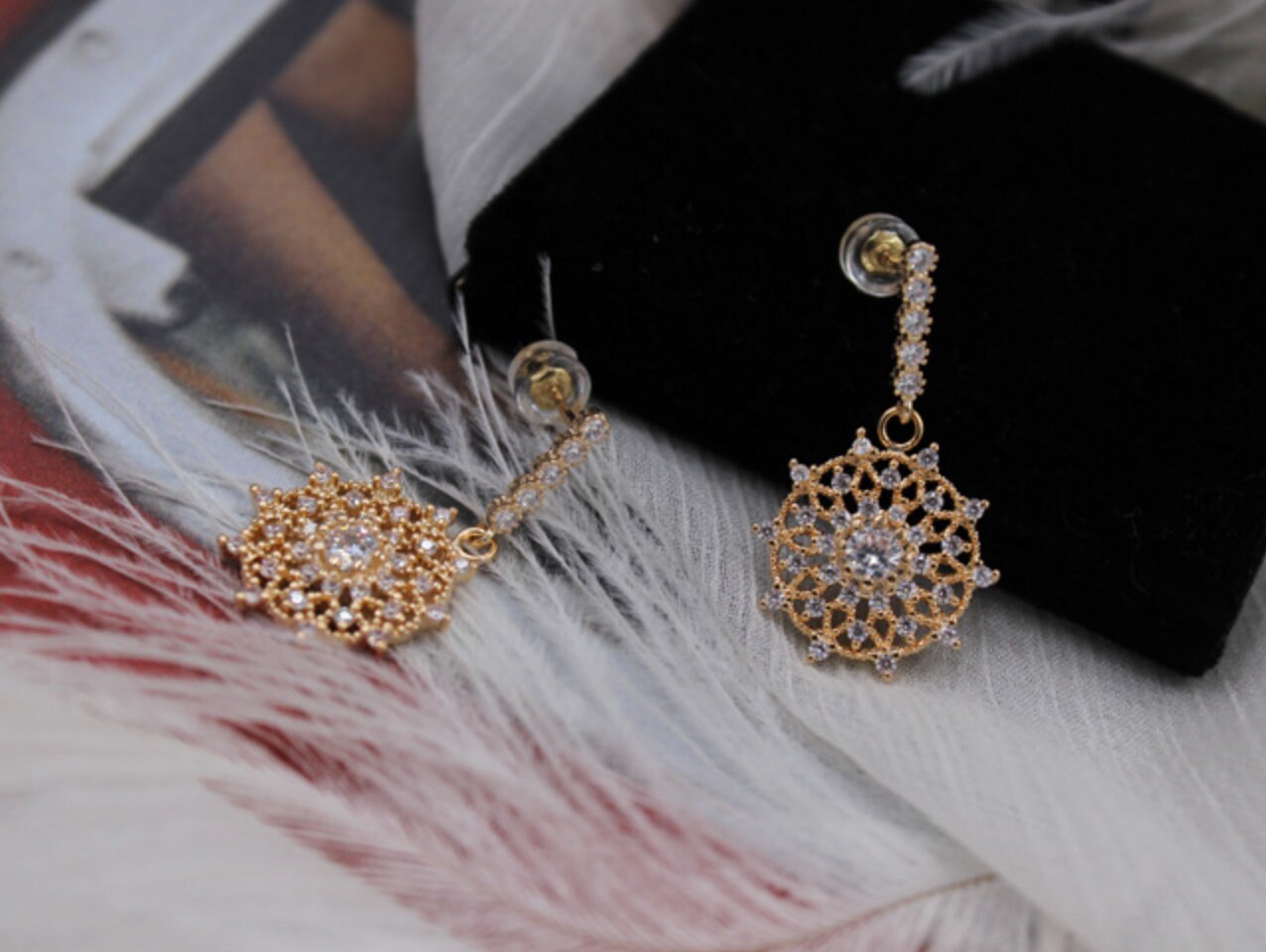 Eira 14K Gold Fill Earrings, Starry Cubic Zirconia Dreamcatcher | Sparkle ShineEarrings_Gold_White_14k Gold_14k_gold_earrings