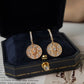 Exquisite gold coin dangle earrings with high quality cubic zirconia 