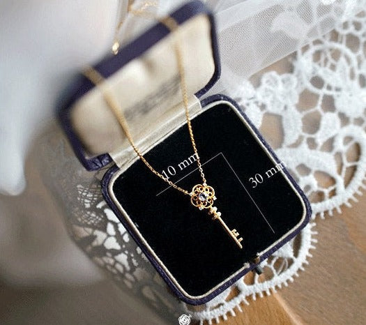 key pendant necklace cubic zirconia pendant gold