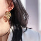 minimalist earrings golden foliage design 