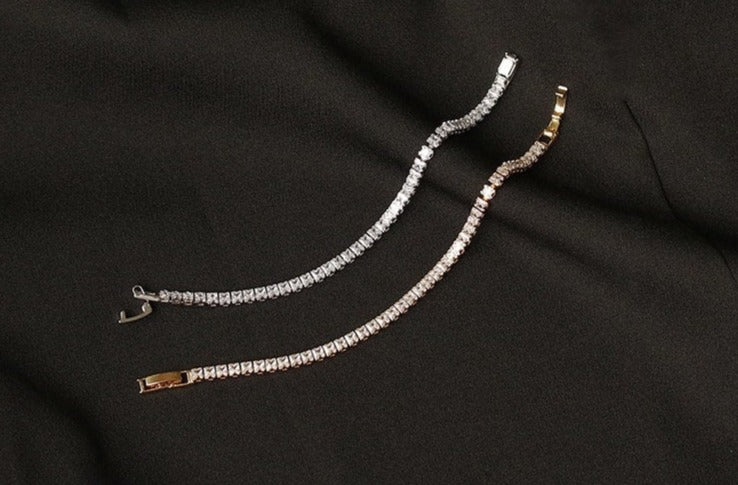 Silver and gold version of cubic zirconia tennis bracelet
