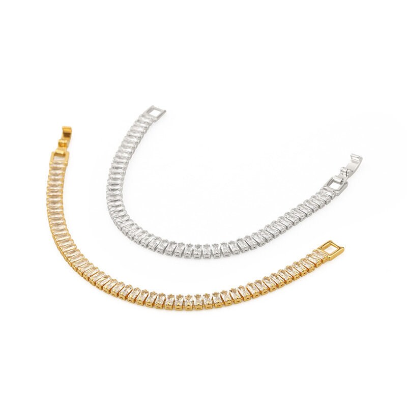 elegant 18k gold tennis bracelet cubic zirconia tennis bracelet in gold and silver color