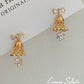 gold jingle bell earrings S925 silver