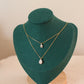 'Lily' Dual Pendant Necklace, S925 Silver Chain w. Teardrop Cubic Zirconia